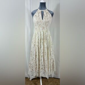 Eliza J Midi Style Fit and Flare, sleeveless halter dress